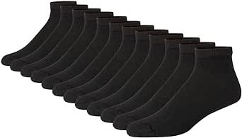 Hanes mens Double Tough Ankle Socks, 12-pair Pack Casual Sock, Black, 12 14 US