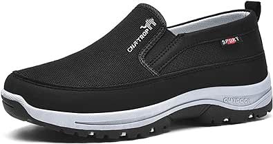 Men's Slip-On Breathable Canvas Orthopedic Walking Loafers,Fashion Outdoor Casual Flats Driving Sneakers Non-Slip Lightweight Soft Penny Boat Shoes