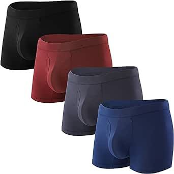 BAMBOO COOL Mens Underwear Trunks Soft Waistband Open-fly Trunks Underwear No-ride-up Short Leg Boxer Briefs