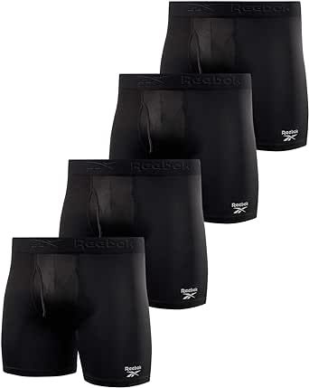 Reebok Men's Underwear - Performance Boxer Briefs with Fly Pouch (4 Pack)