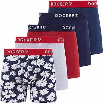 Dockers Mens Boxer Briefs Breathable Cotton Underwear for Men Pack of 5