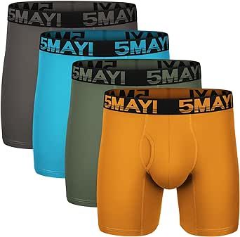 5Mayi Men's Underwear Boxer Briefs Soft Comfortable Cotton Underwear Boxer Briefs for Men Pack Open Fly
