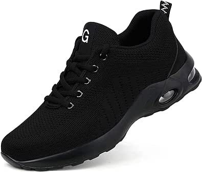 Tinefiy Steel Toe Shoes Men Women Lightweight Air Cushion Safety Sneakers Slip Resistant Work Sneakers Safety Toe Tennis Shoes Indestructible Shoe