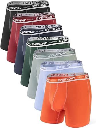 Separatec Men's Underwear Cotton Boxer Briefs Breathable and Soft with Dual Pouch Design 7 Pack