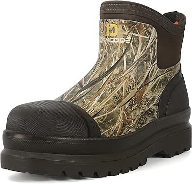 DRYCODE Men's Garden Boots, Waterproof Chelsea Work Boots, Anlke Rubber Rain Boots for Hunting Fishing Working Farming Outdoor, Size 7-14 (Camo)
