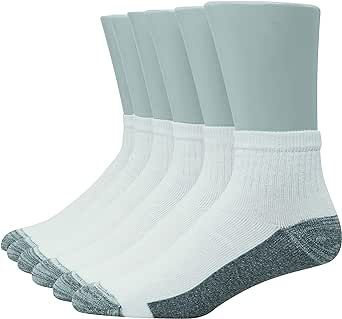 Hanes Ultimate mens Socks, 6-pair Hanes 6 Pack Ultra Cushion FreshIQ Odor Control with Wicking Ankle Socks White, White, One Size US