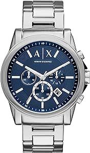 AX Armani Exchange Men's Chronograph Silver-Tone Stainless Steel Bracelet Watch (Model: AX2509)