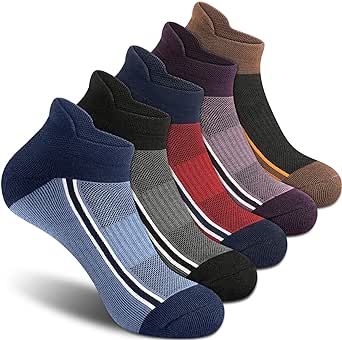Gonii Men's Running Athletic Ankle Socks - Thick Cushioned Low Cut Socks (5 Pairs)